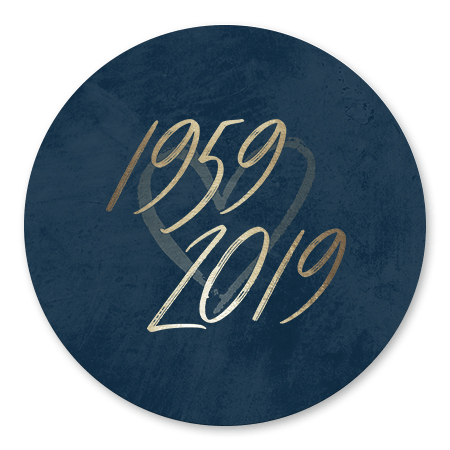 Goudlook '1959/2019' met donkerblauwe achtergrond